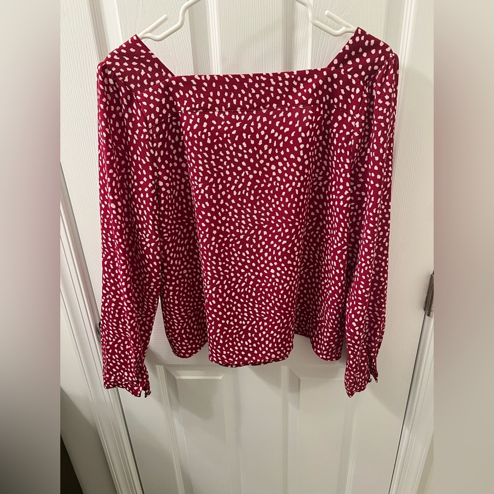 Burgundy, square neck blouse